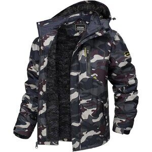 Men's #215 C Army Green Winter Ski Jacket Water Resistant Fleece Hooded Parka